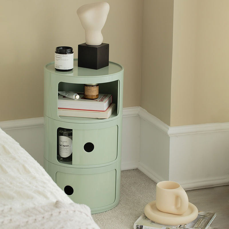 3 Tier Cylindrical Drawer Storage Unit Bedside Table