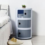 3 Tier Cylindrical Drawer Storage Unit Bedside Table