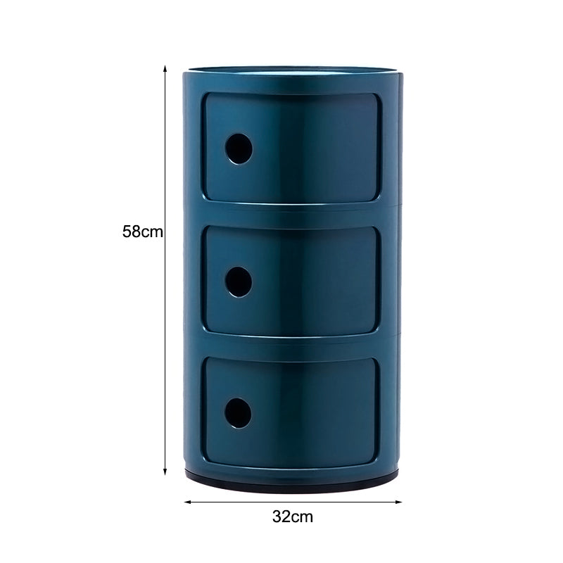 3 Tier Cylindrical Drawer Storage Unit Bedside Table