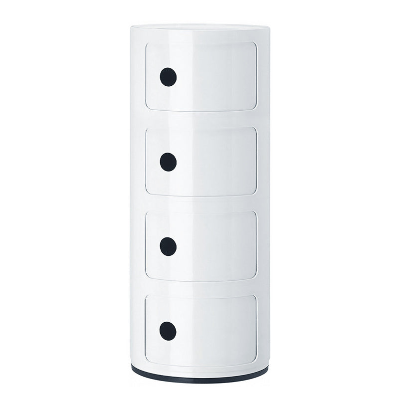 Cylindrical 4 Tiered Plastic Drawer Storage Unit Compact