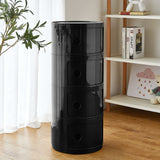 Cylindrical 4 Tiered Plastic Drawer Storage Unit Compact