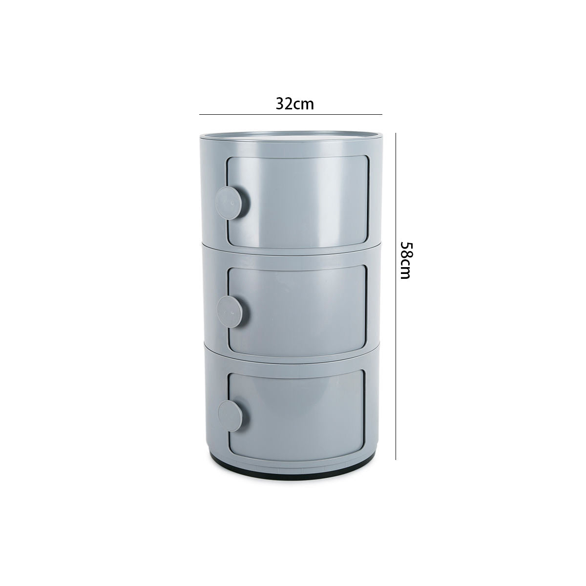 Cylindrical 3 Tiered ABS Plastic Drawer Storage Unit Organizer