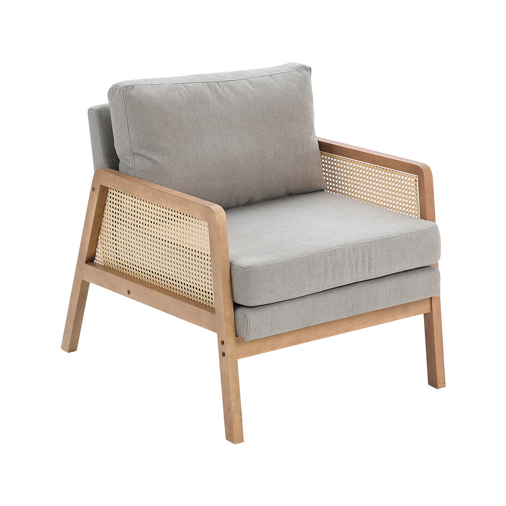 Cosy Wooden Armchair with Cane Sides Accent Chair