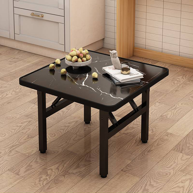Square Folding Coffee Table Faux Marble Top Compact Modern Living Room Table