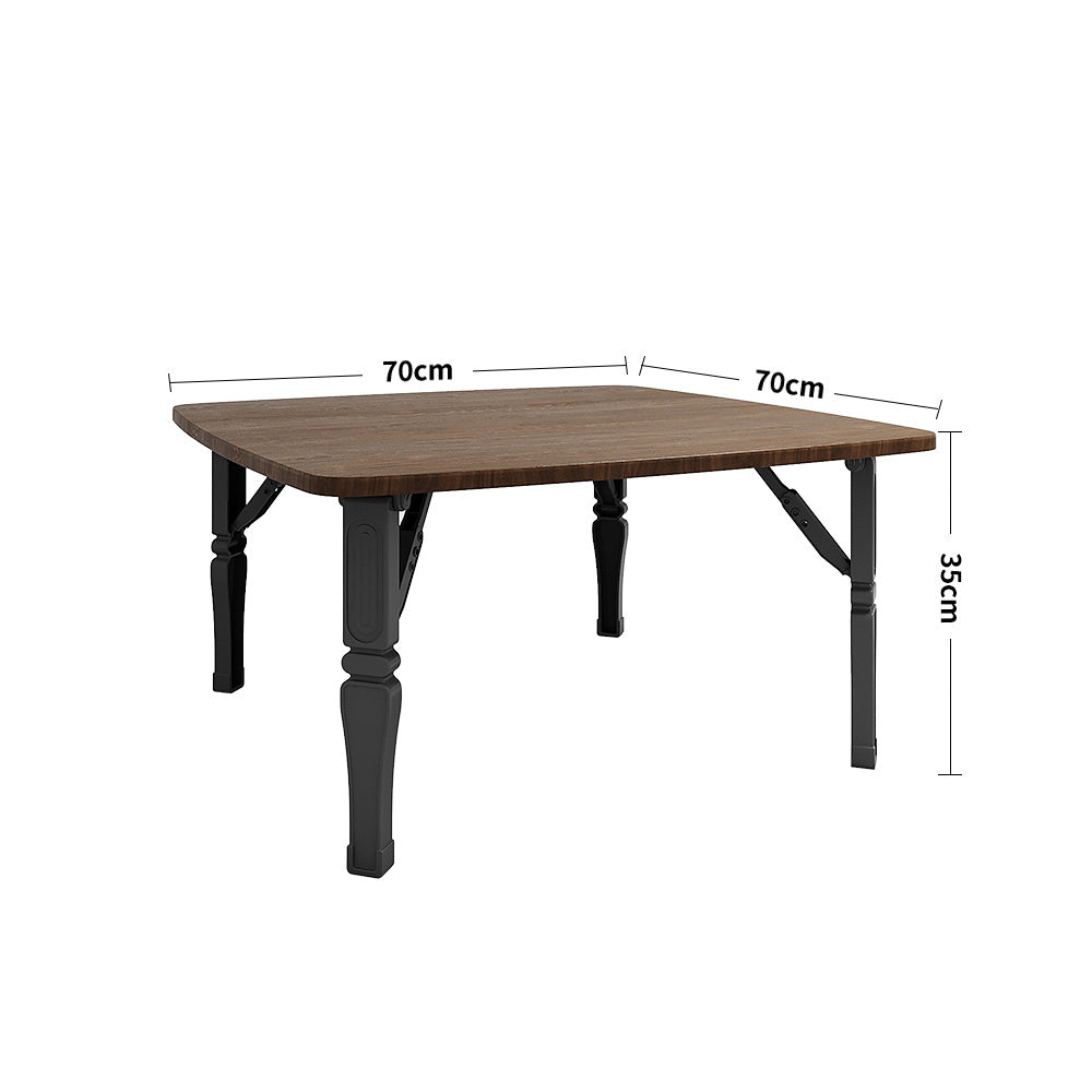 Foldable Coffee Table Square MDF Wood Grain Compact Living Room Side Table