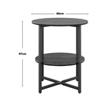2 Tier Minimalist Wooden Round Coffee Table with Metal Frame
