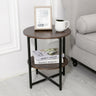 2 Tier Minimalist Wooden Round Coffee Table with Metal Frame