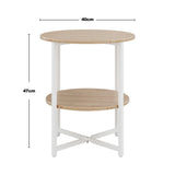 2 Tier Minimalist Wooden Round Coffee Table with Metal Frame