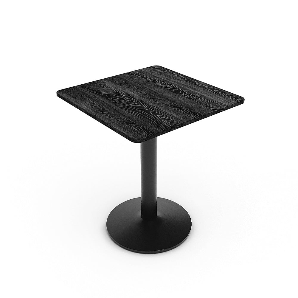 Black Square Cafe Table with Metal Base