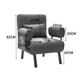 Grey Convertible Single Sofa Bed with Pillow and Side Pocket