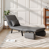 Grey Convertible Single Sofa Bed with Pillow and Side Pocket