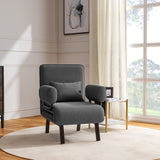 Grey Convertible Single Sofa Bed with Pillow and Side Pocket