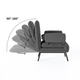 Grey Convertible Single Sofa Bed with Pillow and Side Pocket