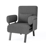 Grey Convertible Single Sofa Bed with Pillow and Side Pocket