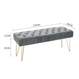 Velvet Bench with Gold Hairpin Legs Tufted Seat High Density Sponge