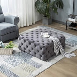 Square Velvet Footstool Deep Buttoned Pouffe Luxury Living Room Ottoman