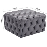 Square Velvet Footstool Deep Buttoned Pouffe Luxury Living Room Ottoman