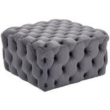 Square Velvet Footstool Deep Buttoned Pouffe Luxury Living Room Ottoman