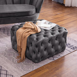 Square Velvet Footstool Deep Buttoned Pouffe Luxury Living Room Ottoman