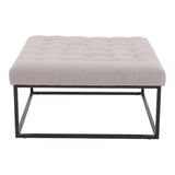 Modern Linen Footstool with Metal Frame Button Tufted Versatile Extra Seat