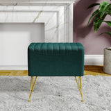Velvet Footstool with Gold Hairpin Legs Channel Tufted Extra Seat