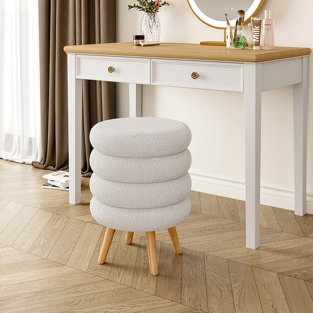 Ring-Stacked Teddy Footstool Soft Cosy Extra Seat