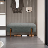 Grey Boucle Bench with Walnut Legs Plush Comfortable Seating