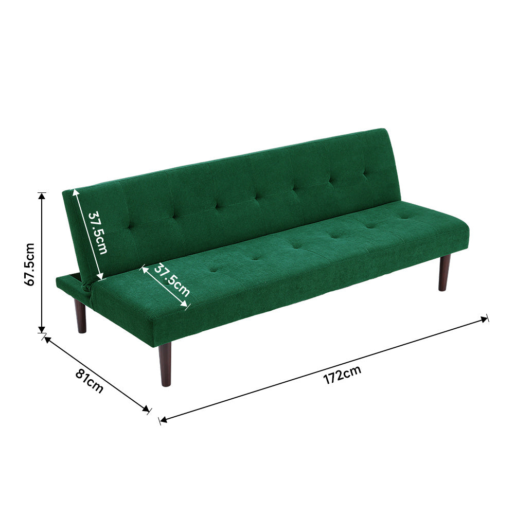 Modern Sleeper Sofa Bed Tufted Towelling Upholstered Wood Legs