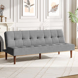 Modern Sleeper Sofa Bed Tufted Towelling Upholstered Wood Legs