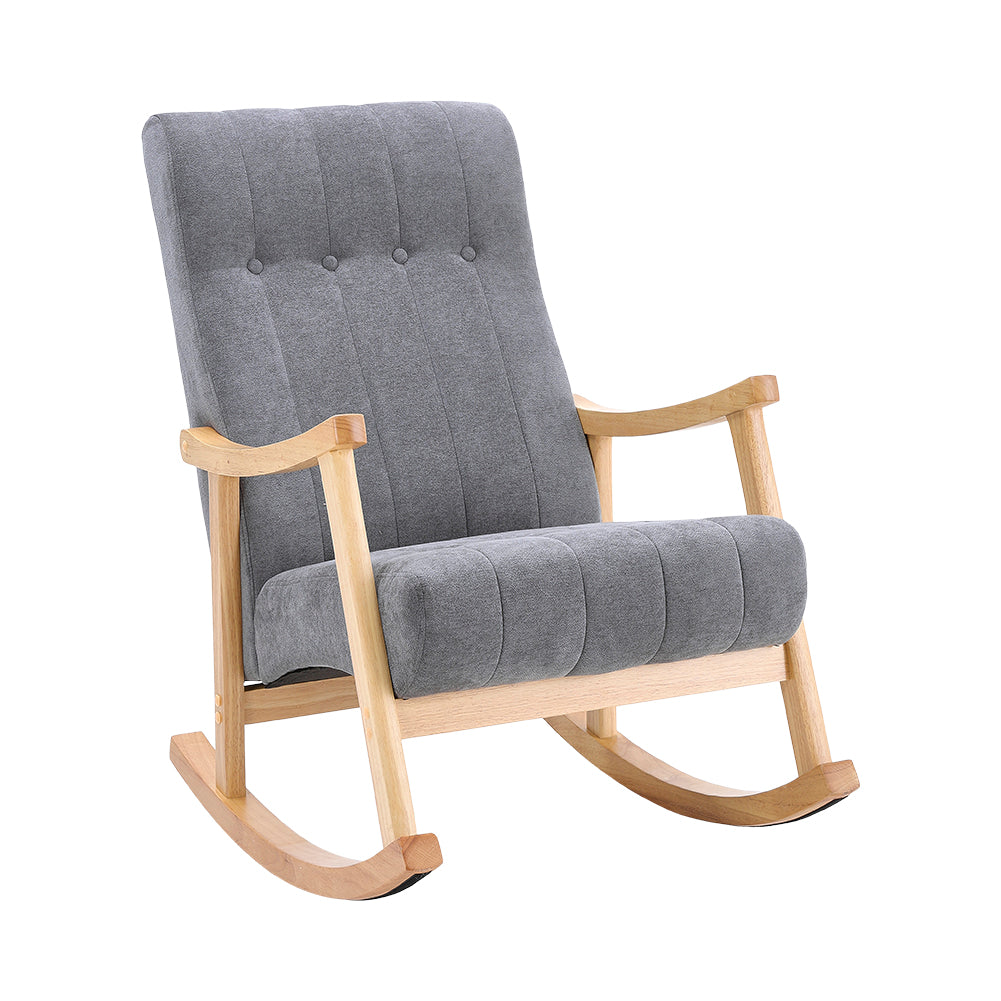 Velvet Rocking Chair with Wooden Frame Comfortable Tufted Accent Chair