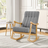 Velvet Rocking Chair with Wooden Frame Comfortable Tufted Accent Chair