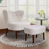Teddy Bear Fur Tufted Leisure Chair with Footstool