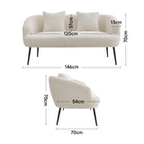 Modern White Teddy Loveseat Sofa 2 Seater Couch