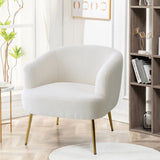White Teddy Fabric Armchair Modern Accent Chair Plush Lounge Seating