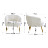 White Teddy Fabric Armchair Modern Accent Chair Plush Lounge Seating