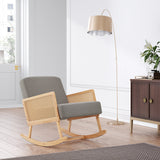 Solid Wood Rattan Armrests Rocking Chair Lounge Indoor Relaxing Chair