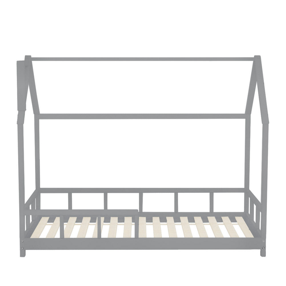 Kids House Bed Solid Pine Low Frame With Guardrails Safe Sleep