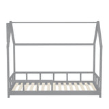 Kids House Bed Solid Pine Low Frame With Guardrails Safe Sleep