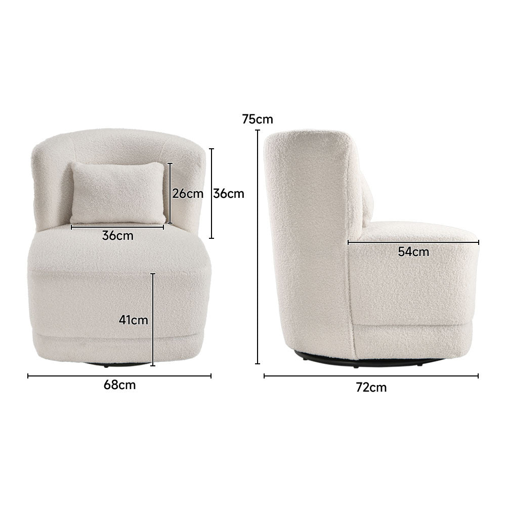 Teddy Swivel Barrel Shape Leisure Chairs with Pillow