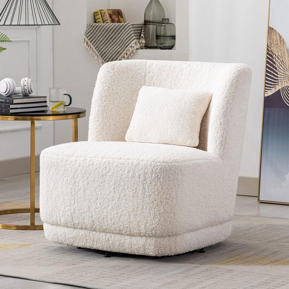 Teddy Swivel Barrel Shape Leisure Chairs with Pillow