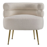 Teddy Fur Curved Upholstered Accent Chair Gold Legs Ergonomic