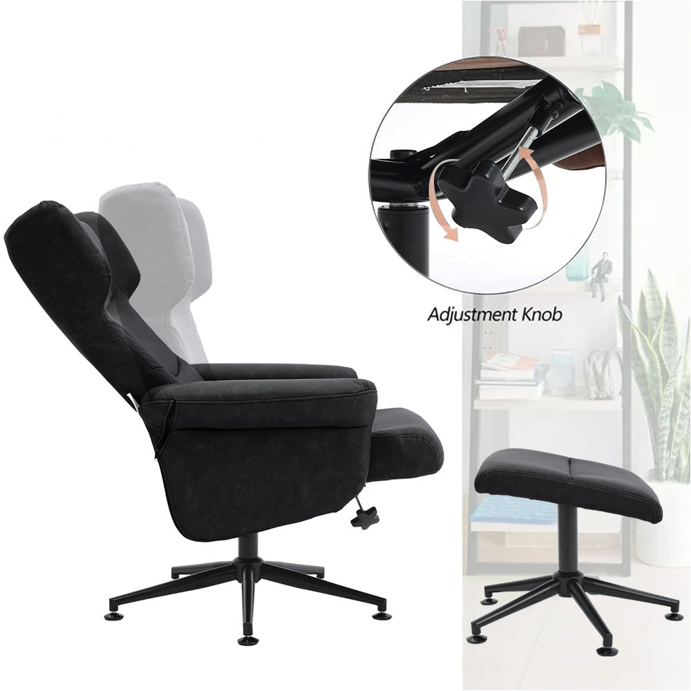 Premium Faux Leather Swivel Armchair with Footstool Ergonomic Recliner Chair
