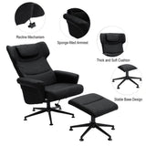Premium Faux Leather Swivel Armchair with Footstool Ergonomic Recliner Chair