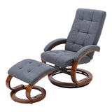 Velvet Swivel Recliner with Footrest Plush Cushion Adjustable Backrest