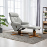 Adjustable Tilt Swivel Faux Leather Recliner Armchair with Ottoman