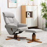 Adjustable Tilt Swivel Faux Leather Recliner Armchair with Ottoman