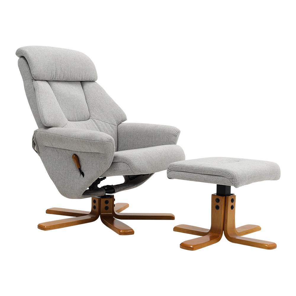 Adjustable Tilt Swivel Faux Leather Recliner Armchair with Ottoman