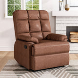 Luxurious Faux Leather Recliner Chair Plush Foam Tufted Back Wide Armrests