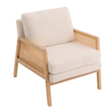 Teddy Fleece Armchair Cozy Accent Chair with Wood Frame