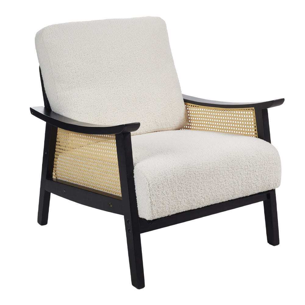 Modern Teddy Fleece Armchair Accent Chair with Wooden Frame